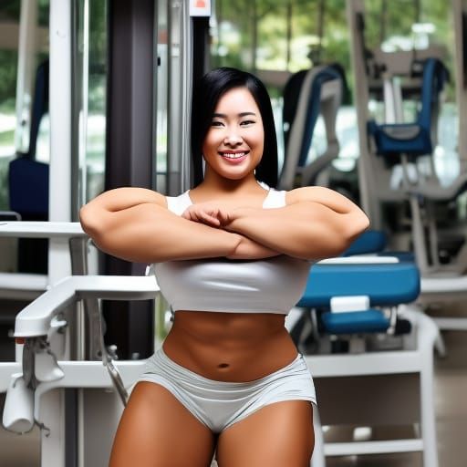 Muscular Asian Nurse with Full Figure