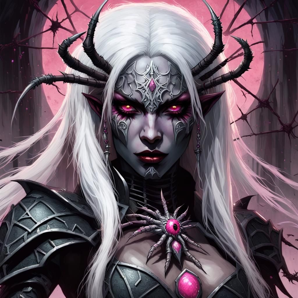 Evil Drow Cleric of Lolth in Dark Fantasy Art