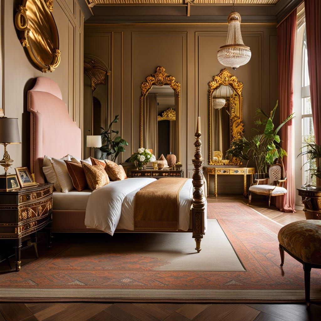 Royal Bedroom in Poetic Watercolor Style