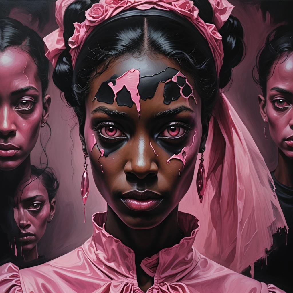 Eerie Portrait of a Black Woman with Pink Eyes