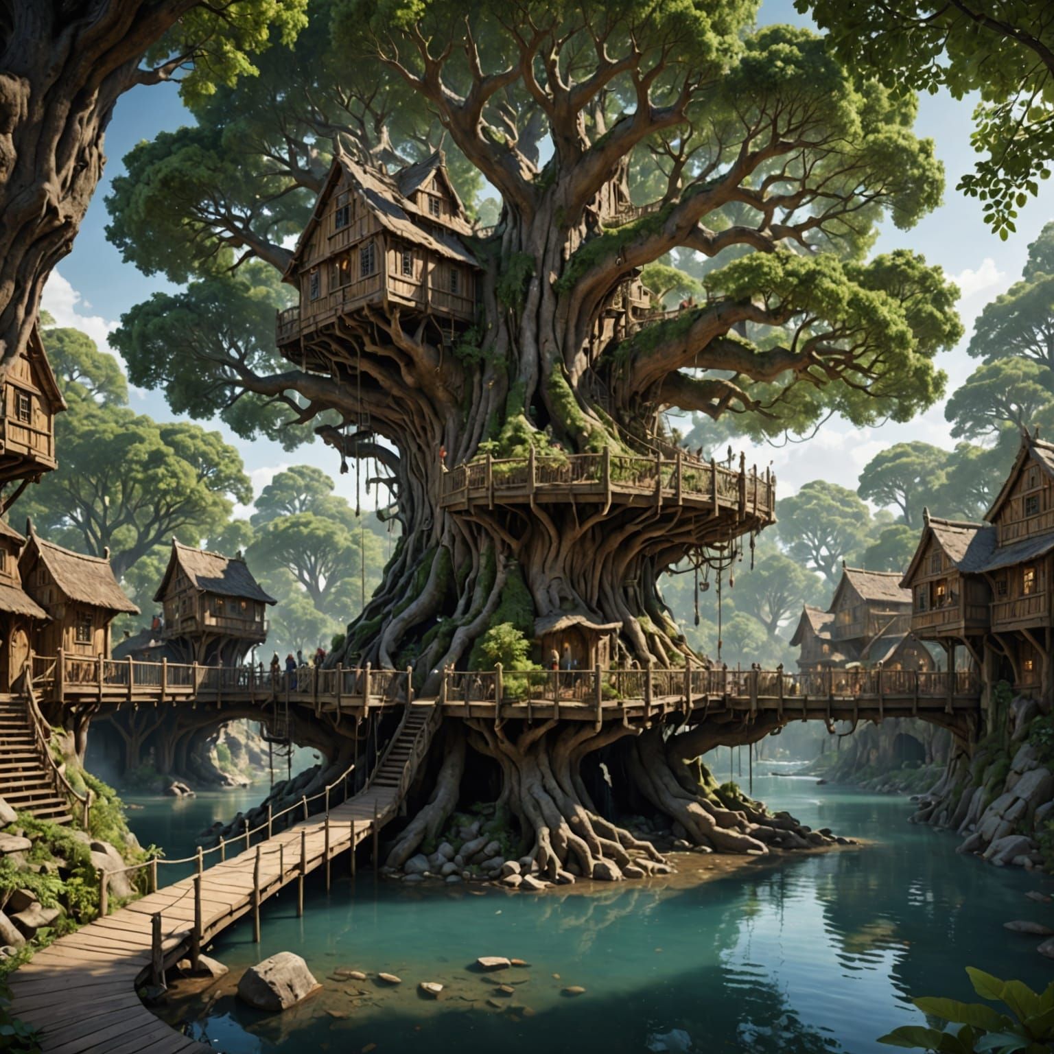 Photorealistic Ancient Tree Ecosystem Rendering