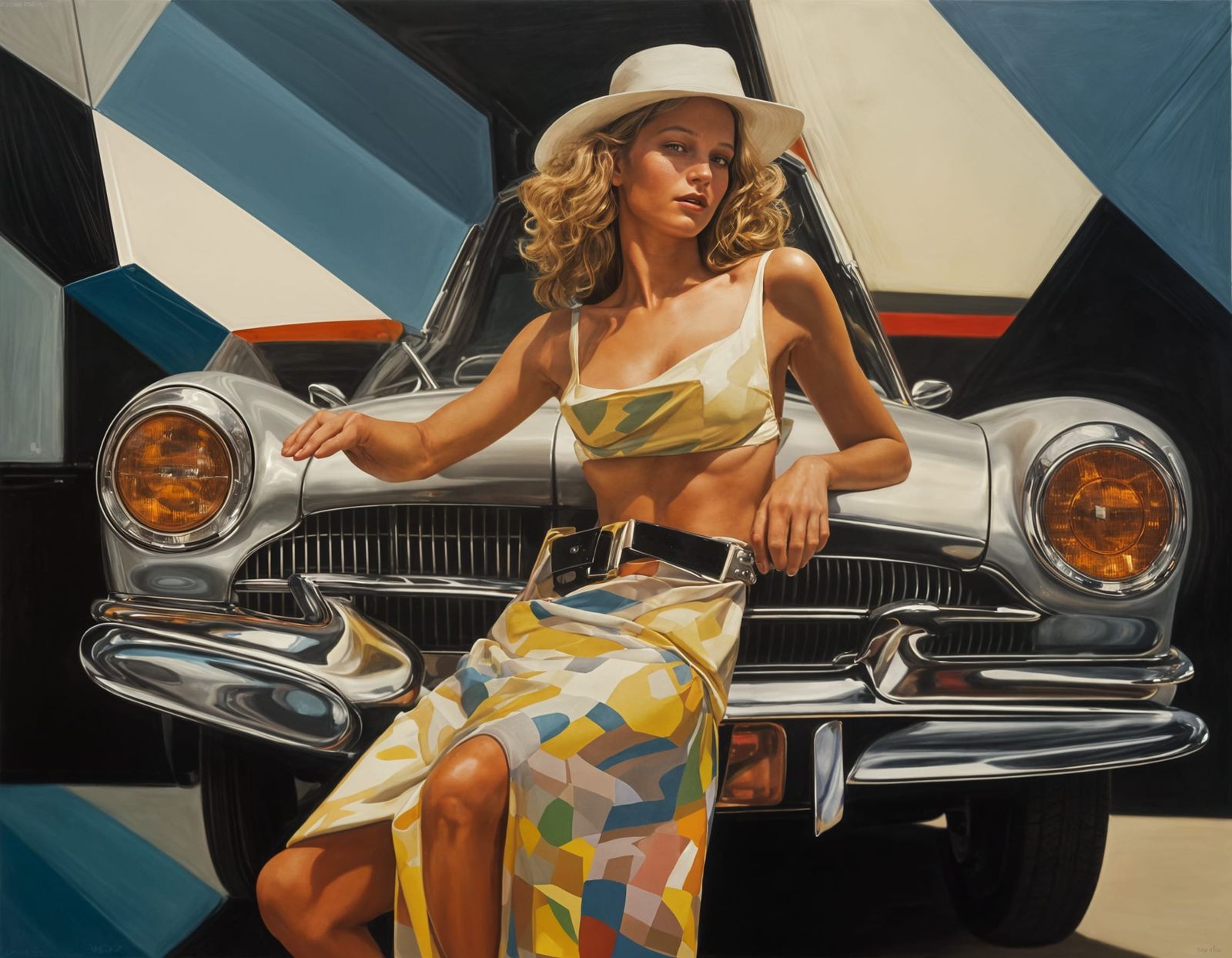 Sleek Modern Car with Wild Paint Job in Photorealistic Style