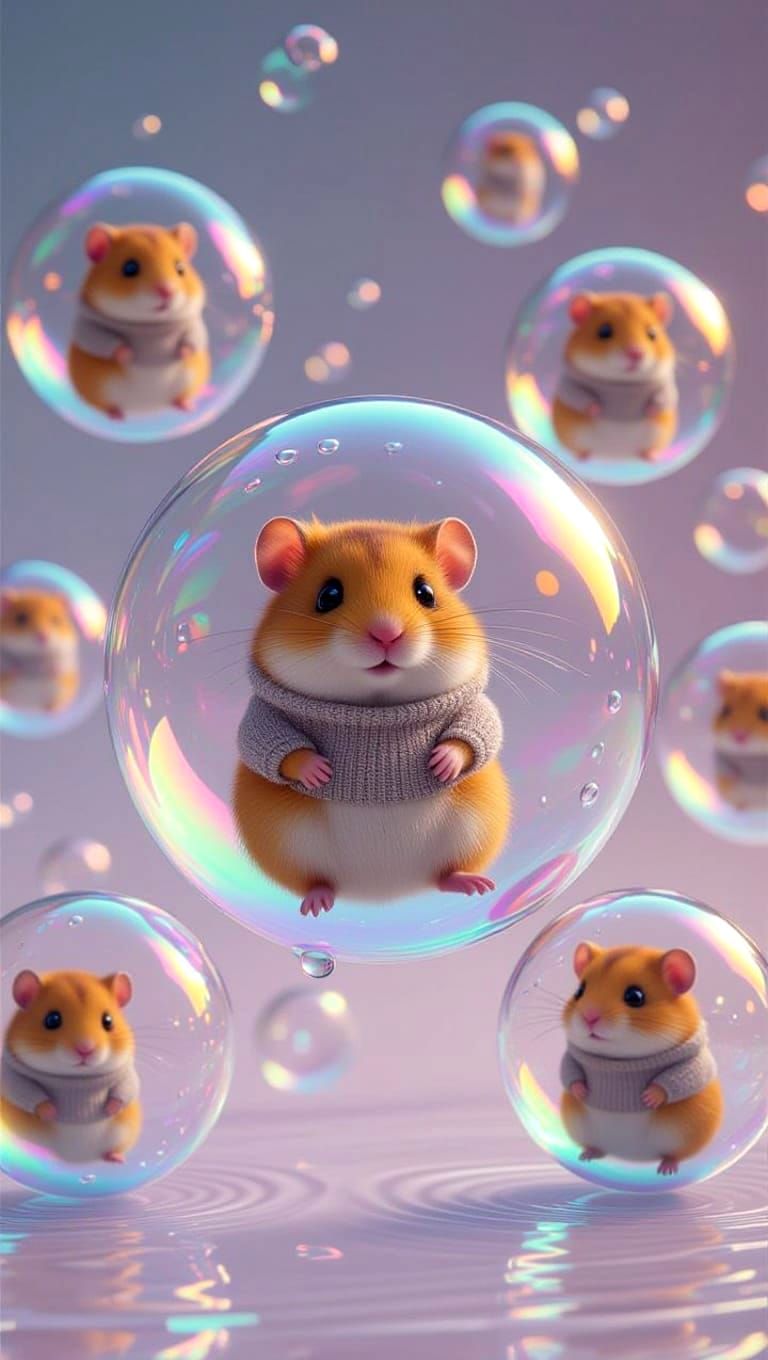 Cute Hamsters in a Bubbly 3D Wonderland
