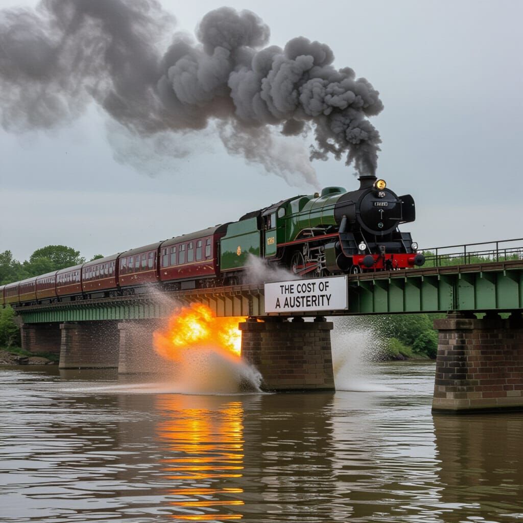 Exploding Train Plunges from Bridge into River