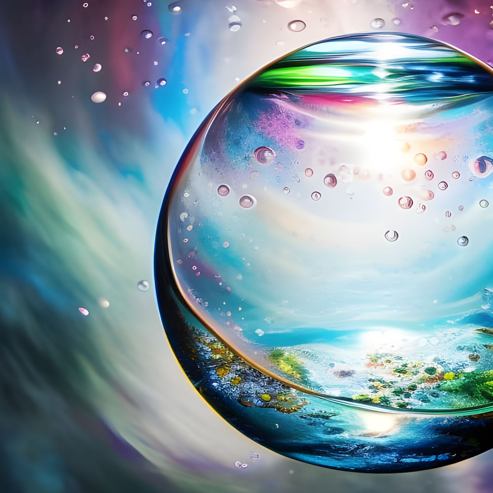 Majestic Water Bubble in Fantasycore Style