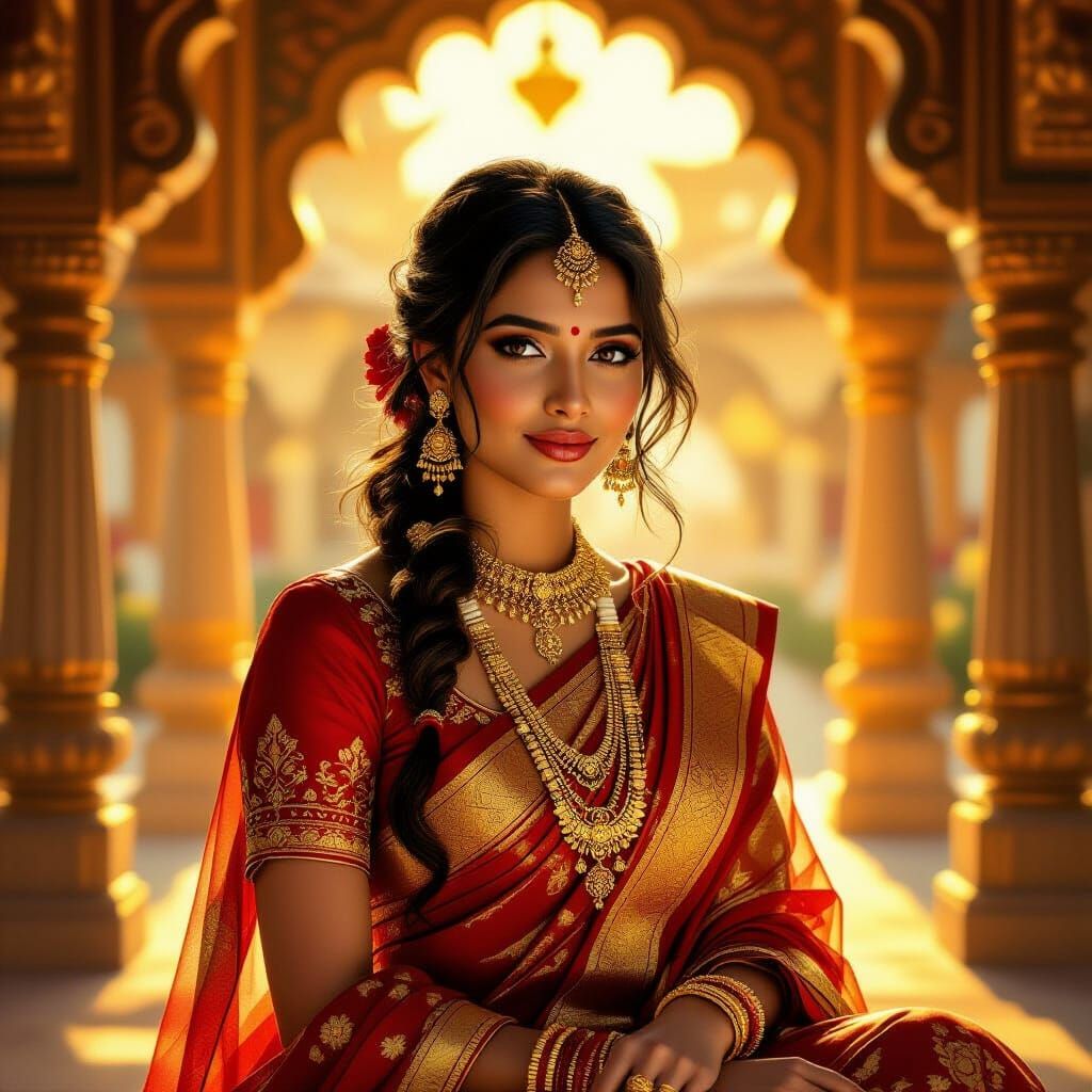 Vibrant Indian Woman in Traditional Dress