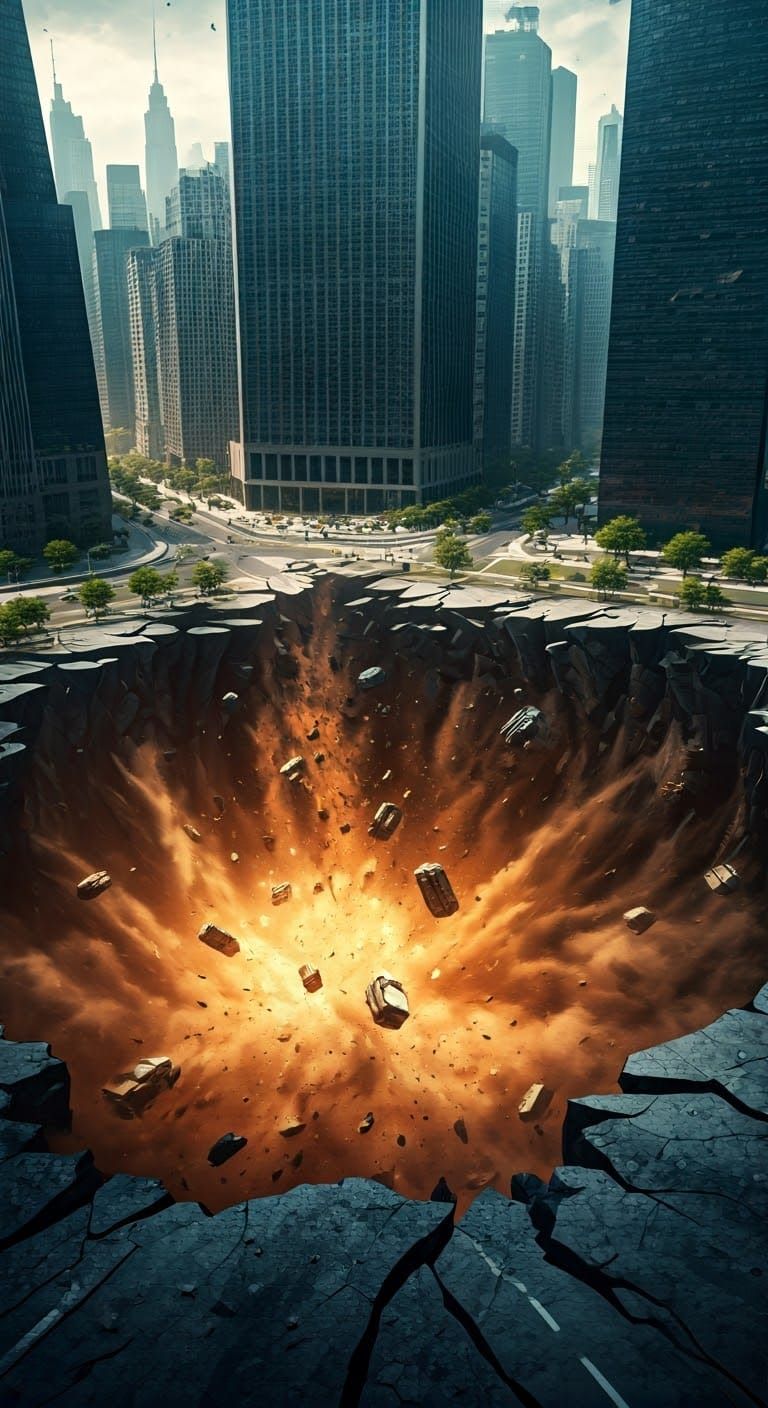 Colossal Sinkhole Devours Bustling Metropolis
