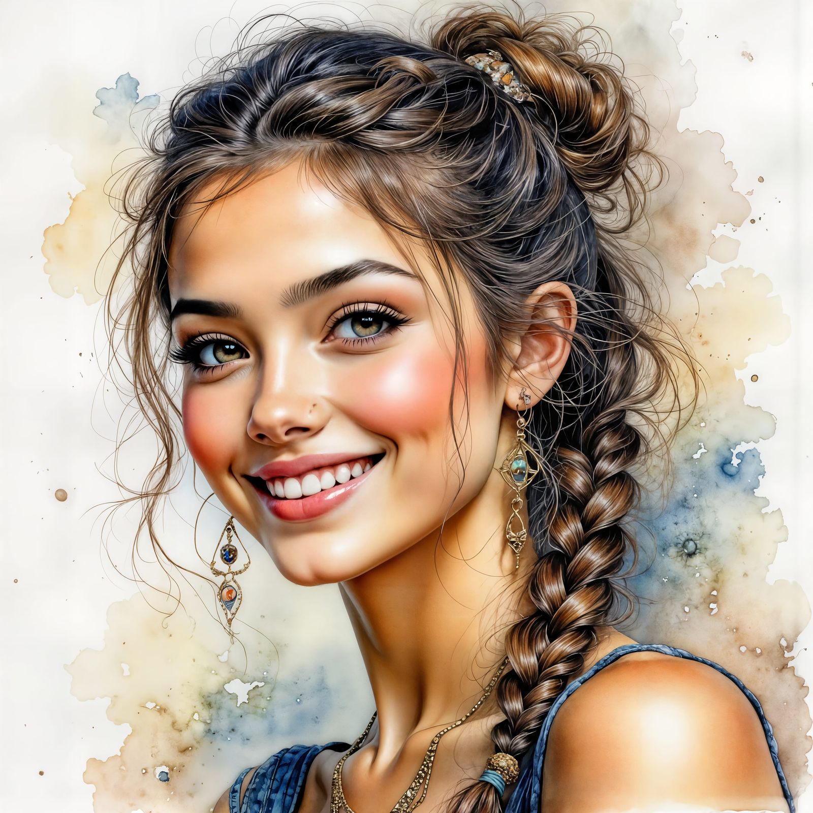 Confident Woman With Braided Hair Smiling