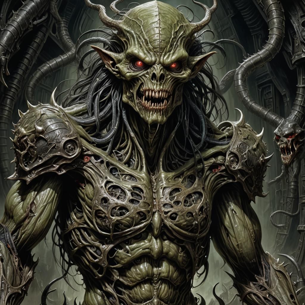 Horrific Multi-Mouthed Mutant in Dark Fantasy Illustration