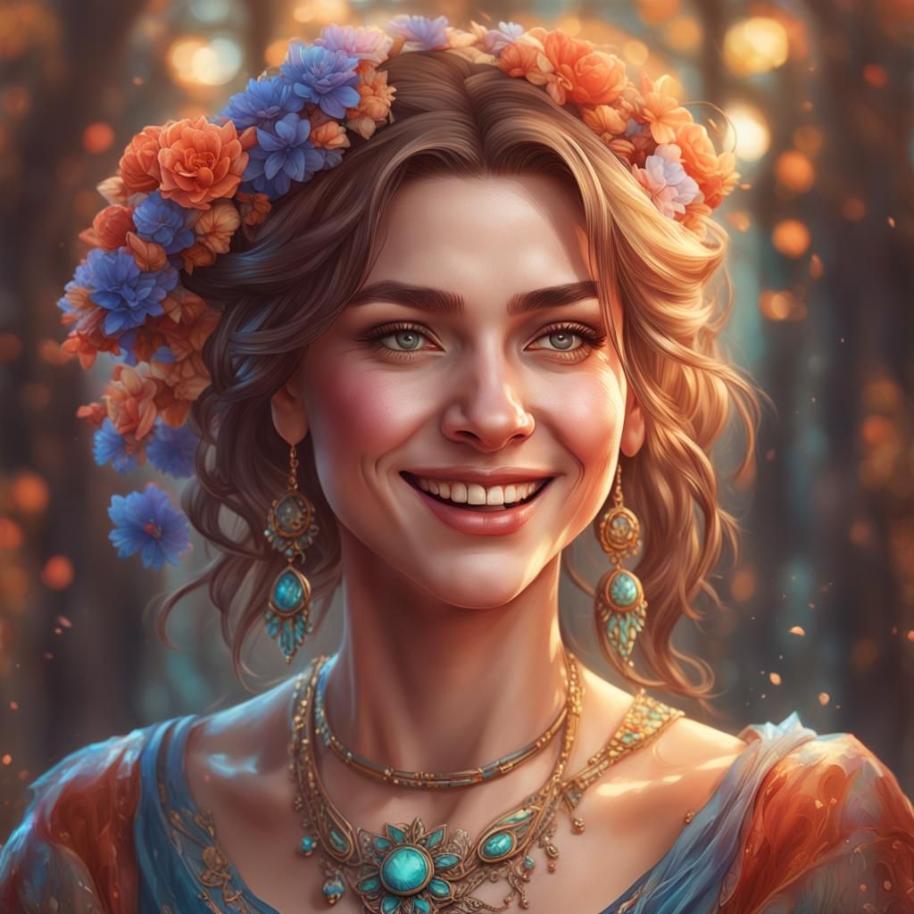 Smiling Woman Portrait in Artstation Style