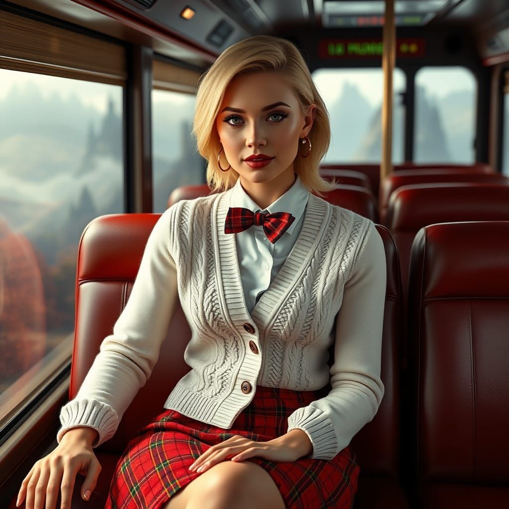 Elegant Blond Woman in Whimsical Fantasy Landscape