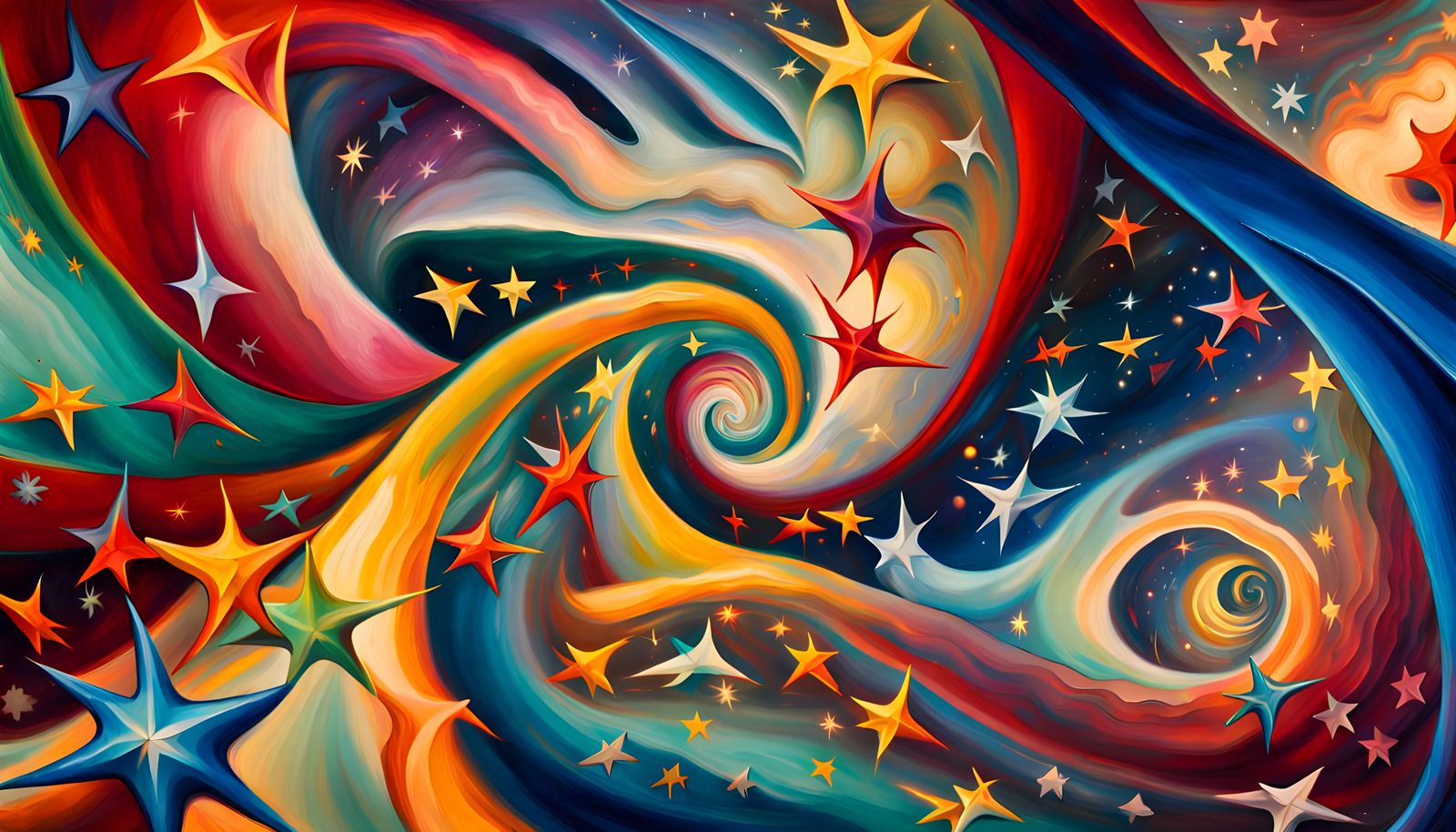 Swirling Cosmic Star Tunnel in Abstract Expressionism