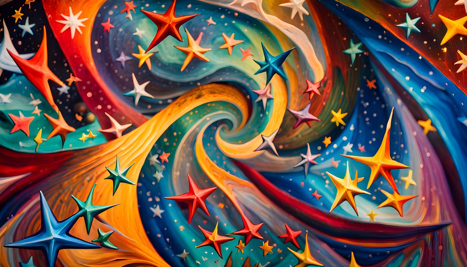 Abstract Expressionist Star Cluster in Cool Hues