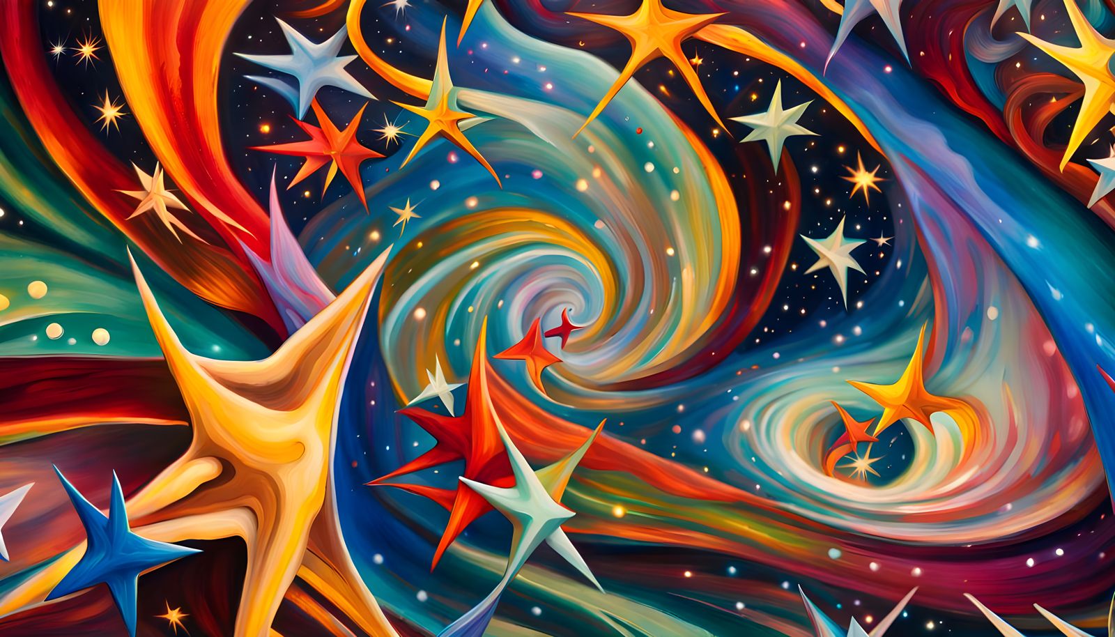 Swirling Cosmic Stars in Abstract Expressionist Style