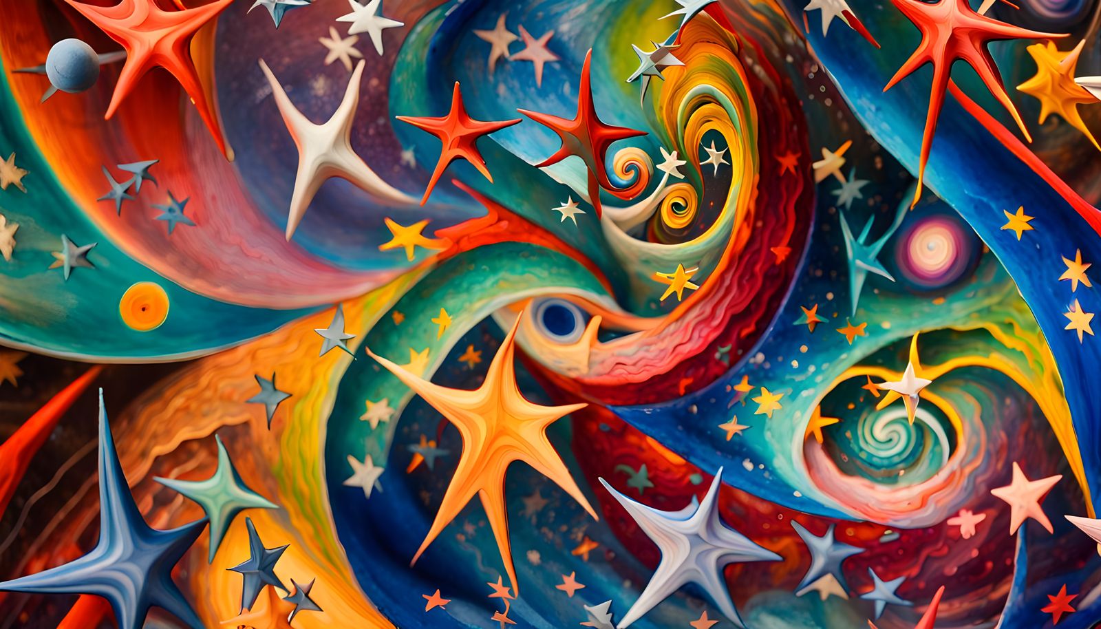 Cosmic Energy Swirl: Abstract Expressionist Starscape