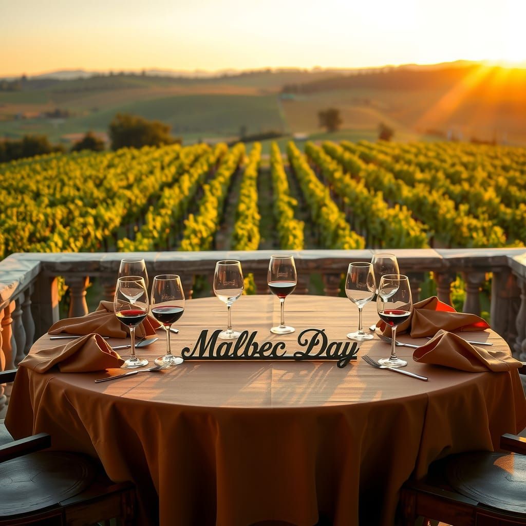 Elegant Malbec Wine Tasting Scene in Sunset
