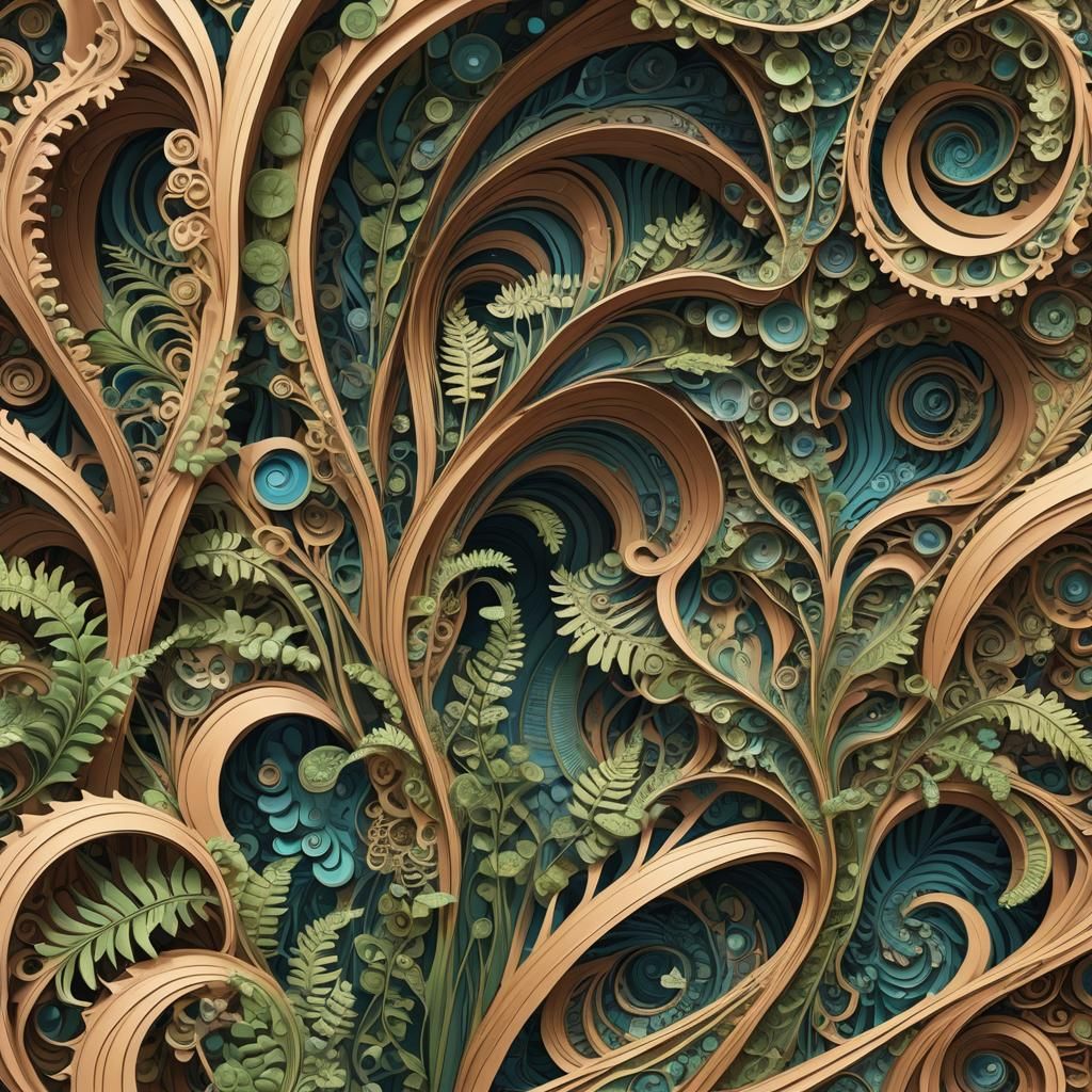 Abstract Fractal Landscape with 3D Shading