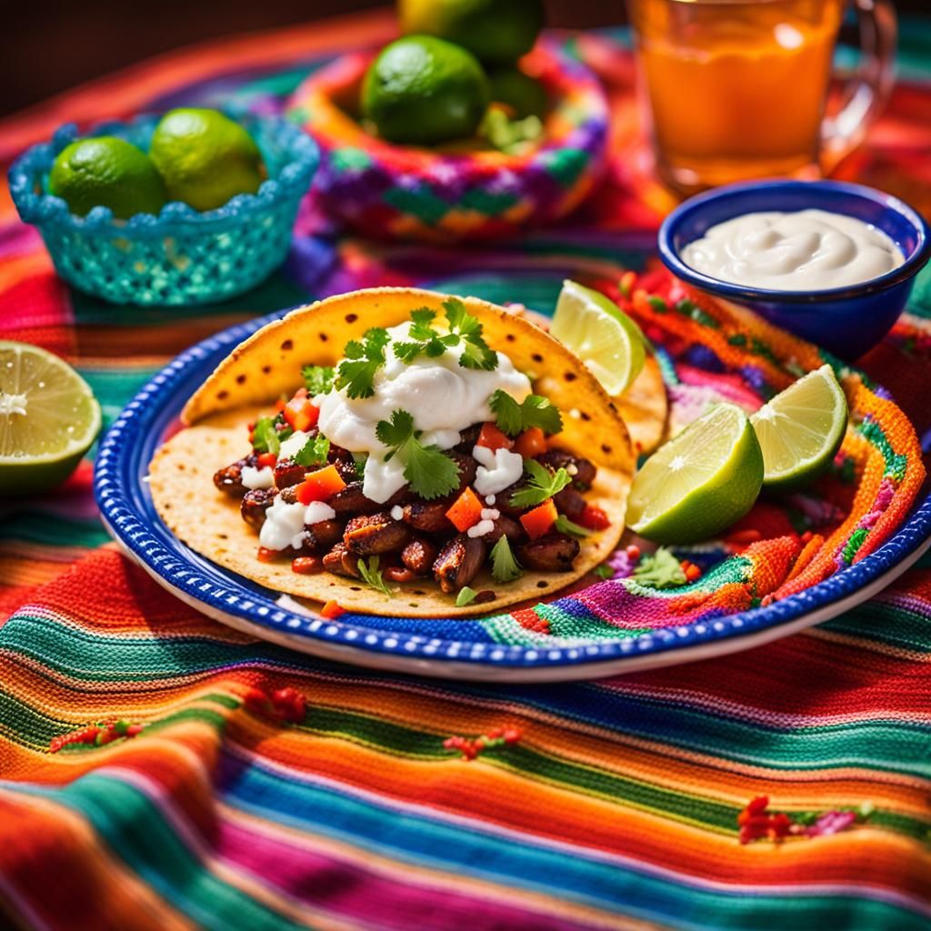 Mexican Still Life with Taco and Margarita