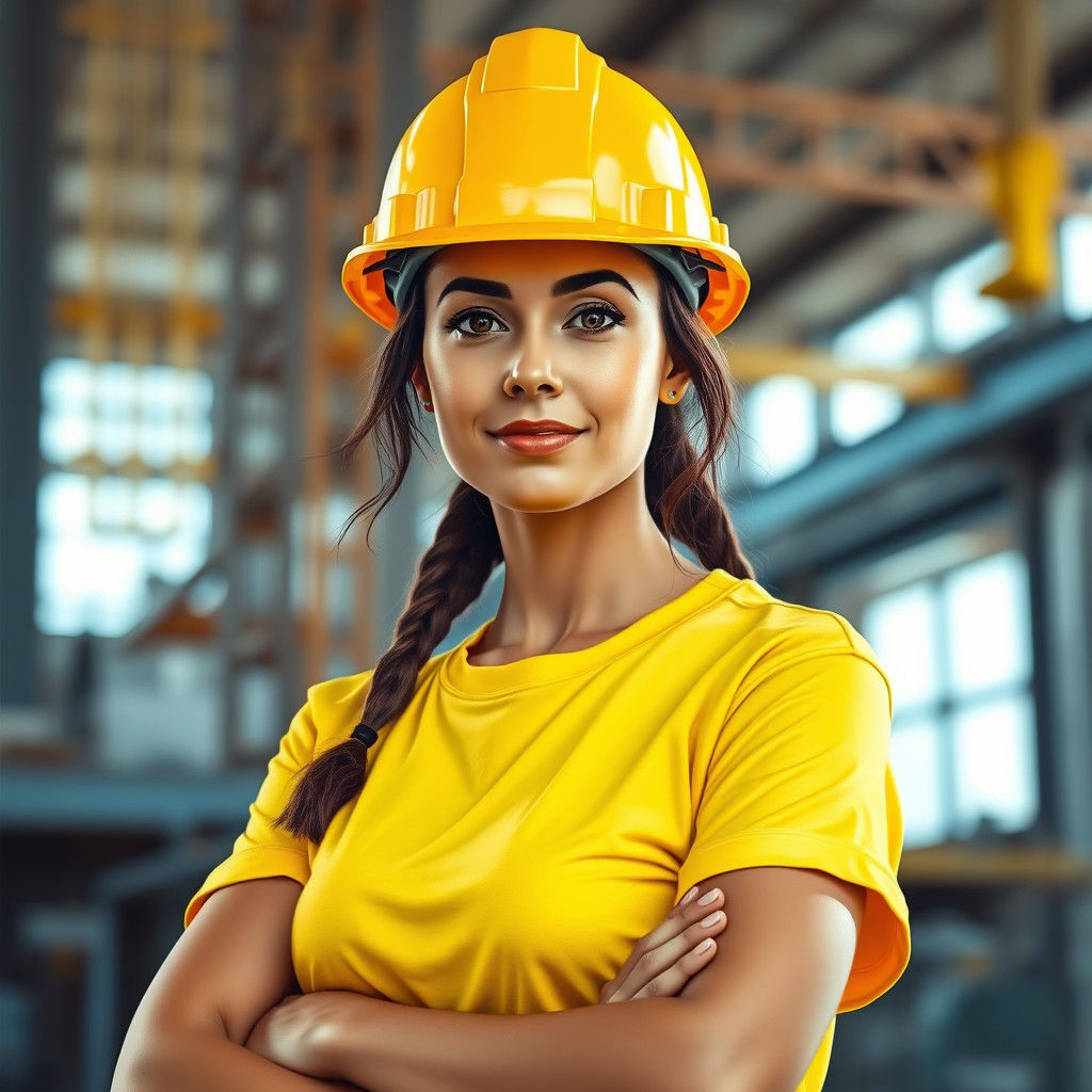 Confident Construction Worker Portrait in Realistic Style