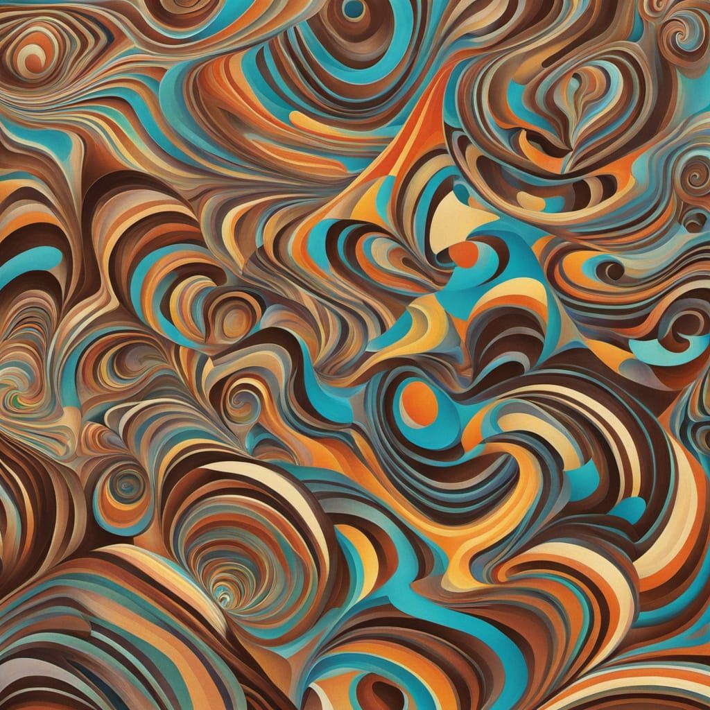 Psychedelic Chocolate Cubism in Retrofuturism Style