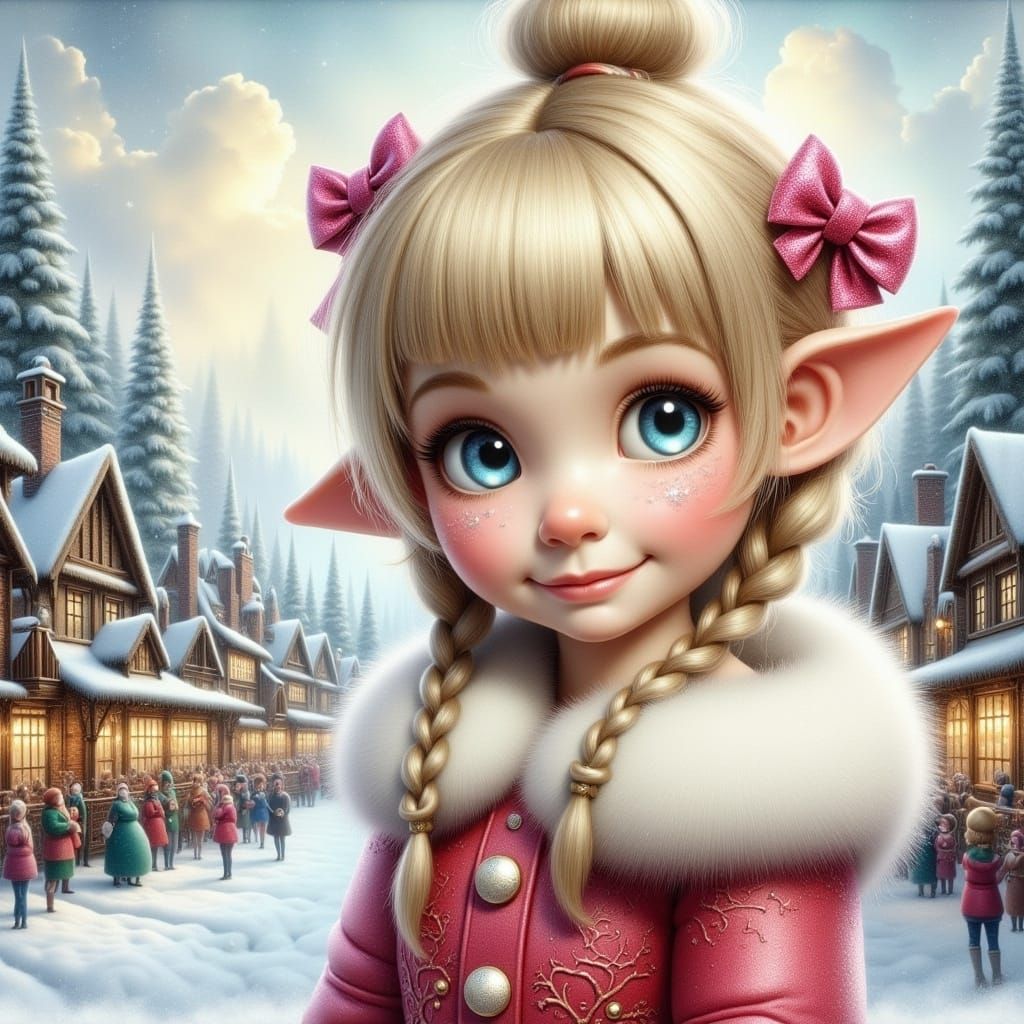 Cindy Lou from Whoville in Festive Santa Coat with Bowl Hair...