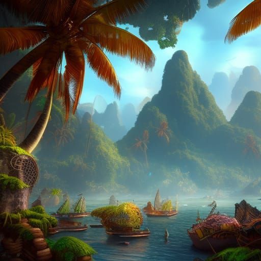 Fantastical Coconut in Detailed Matte Painting