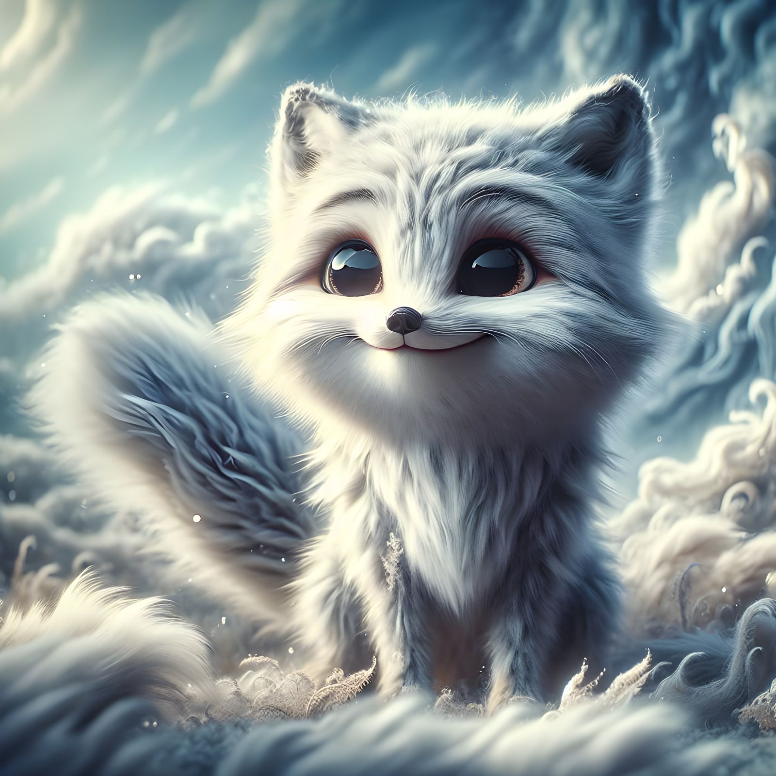 Maximalist Arctic Fox in Cinematic Digital Painting