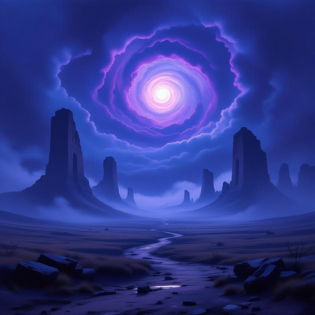 Surreal Dreamlike Landscape of Ancient Ruins