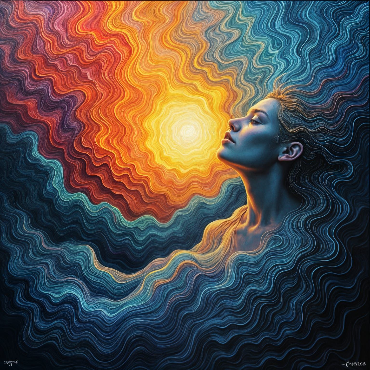 Quantum Consciousness: Post-Impressionistic Oil Painting