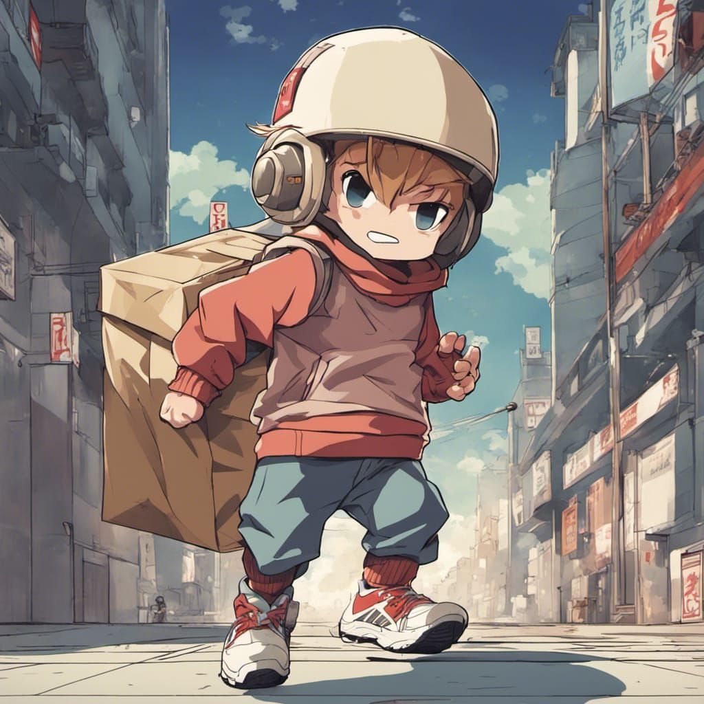 Retro Game Warrior Cover Art in Anime Style