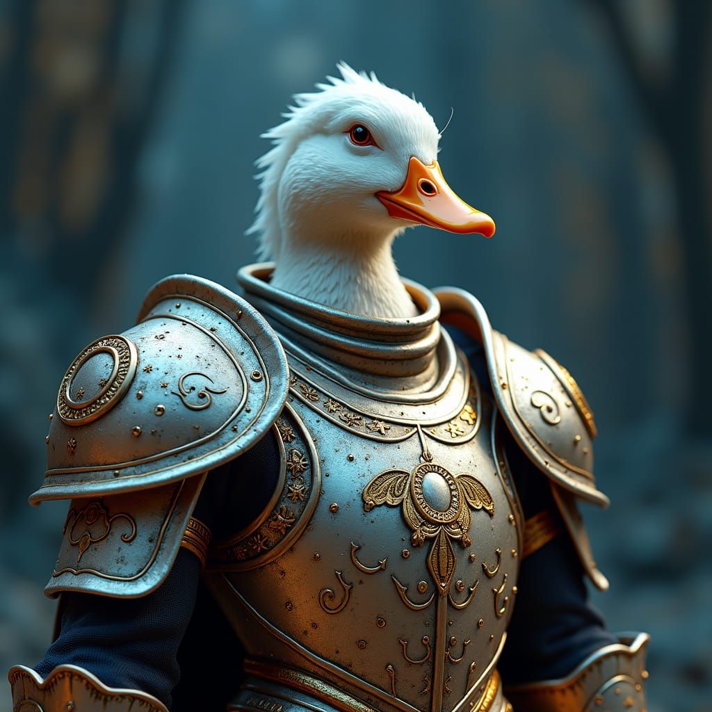 Duck in Gilded Armor with Mystical Runes