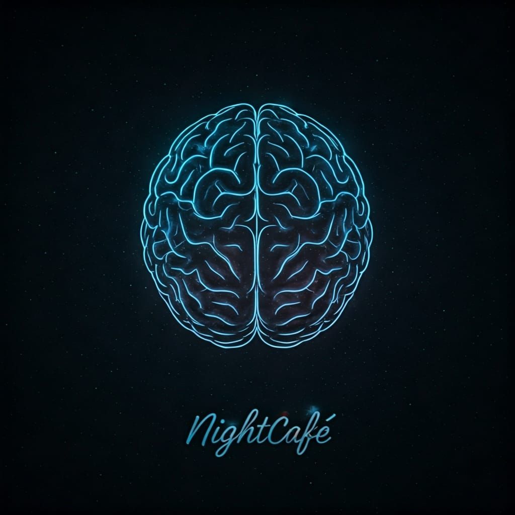 Glowing Space Race Brain NightCafe Sign