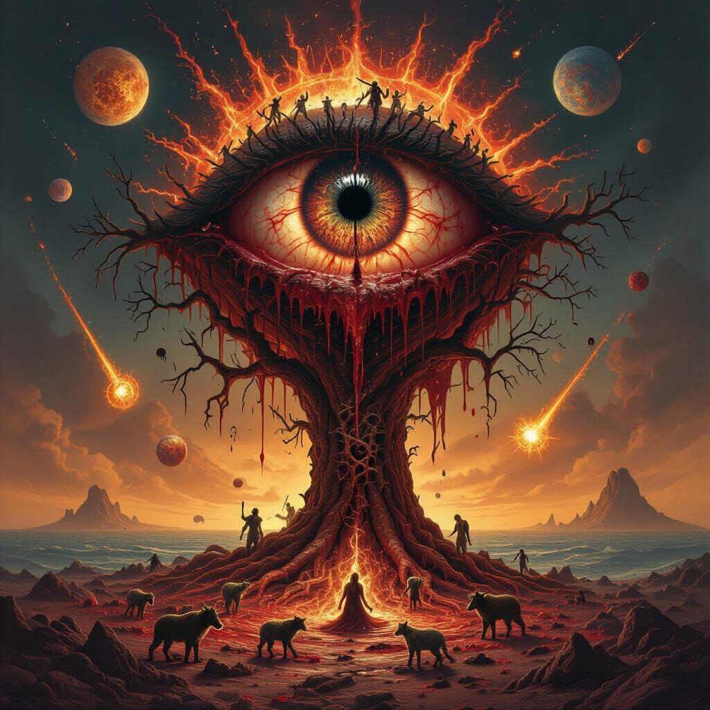 Cosmic Horror Eye of Gore Rises Over Galactic Destruction