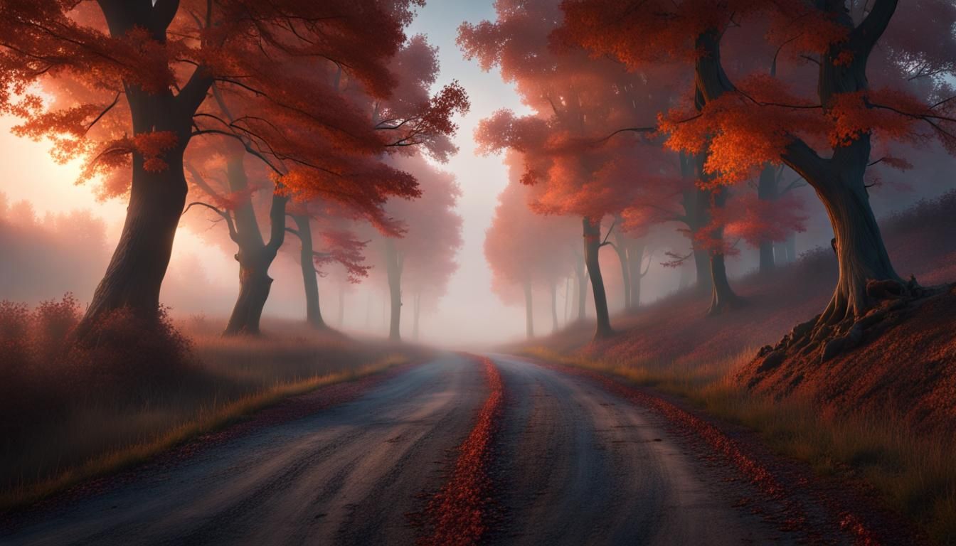 Misty Mountain Road: Dark Fantasy Concept Art