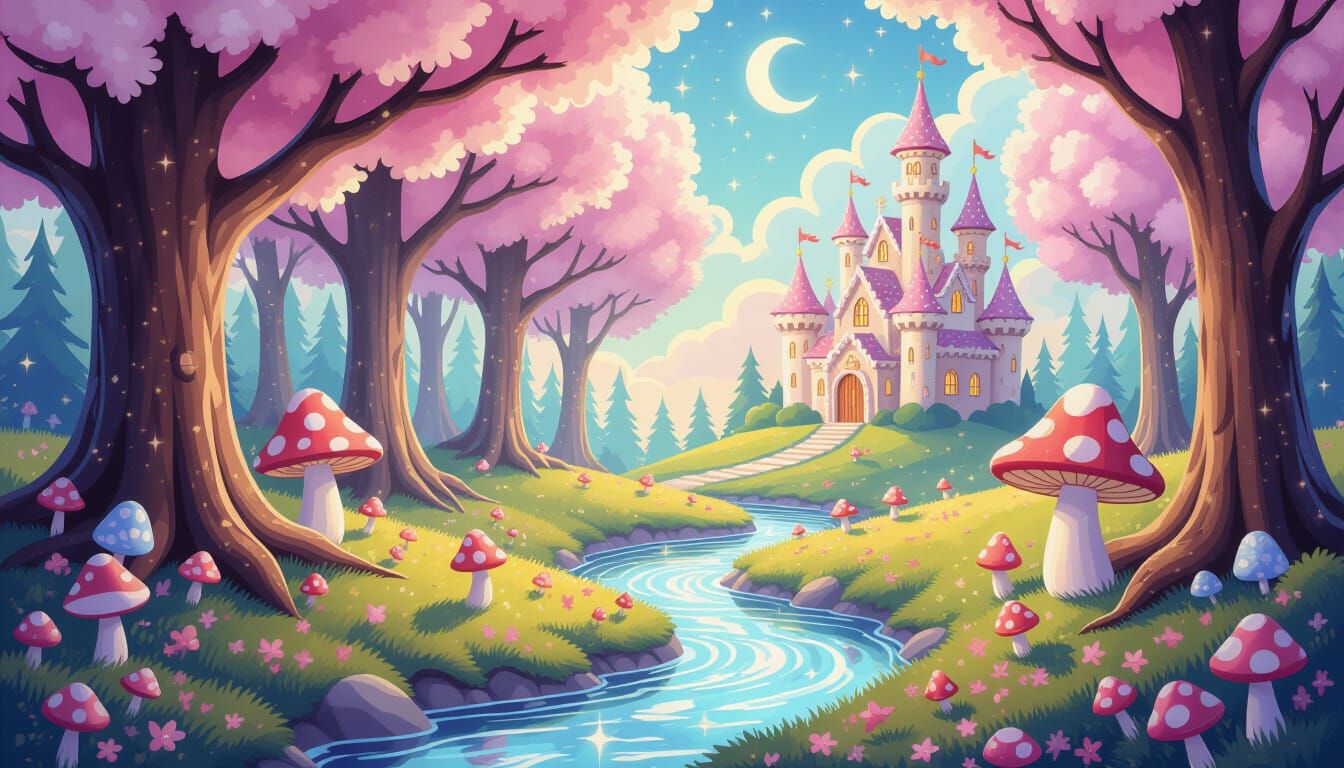 Whimsical Sugar Forest with Gingerbread Castle