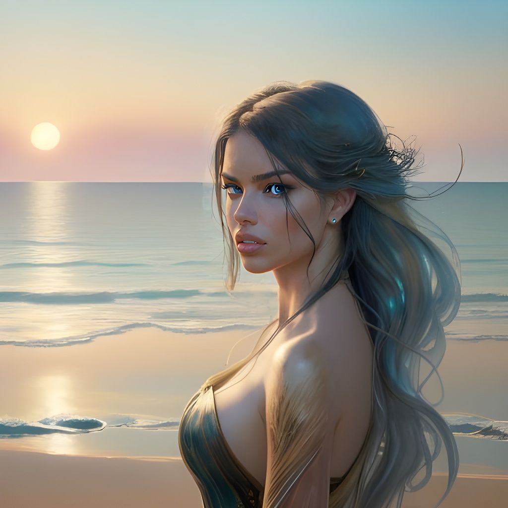 Golden Rainbow Sunset Beach Scene with Regal Silhouette