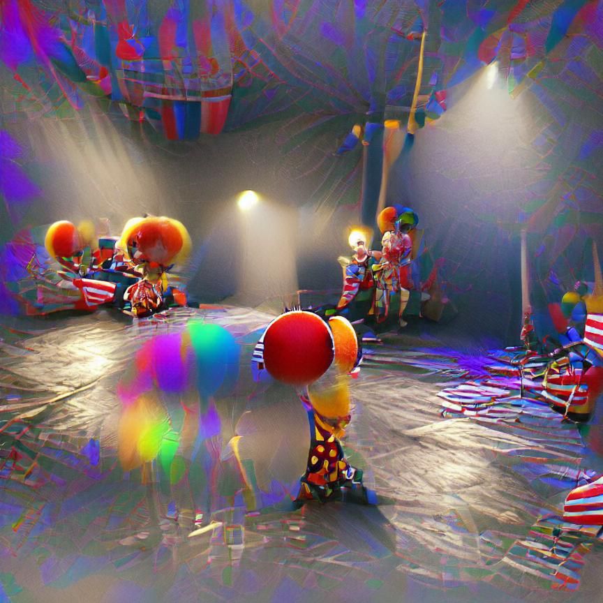 Clowns in a Fun Circus Scene with 3D Lighting
