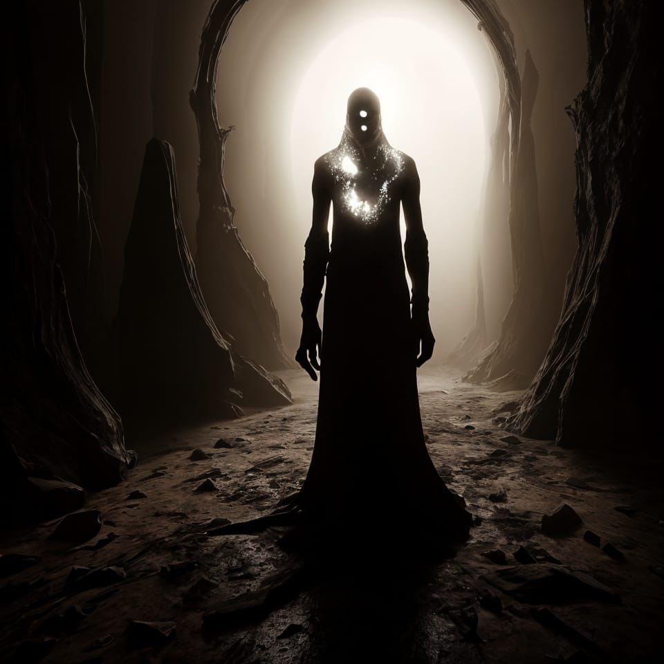 Otherworldly Ghostly Entity in Luminescent Sketch Style