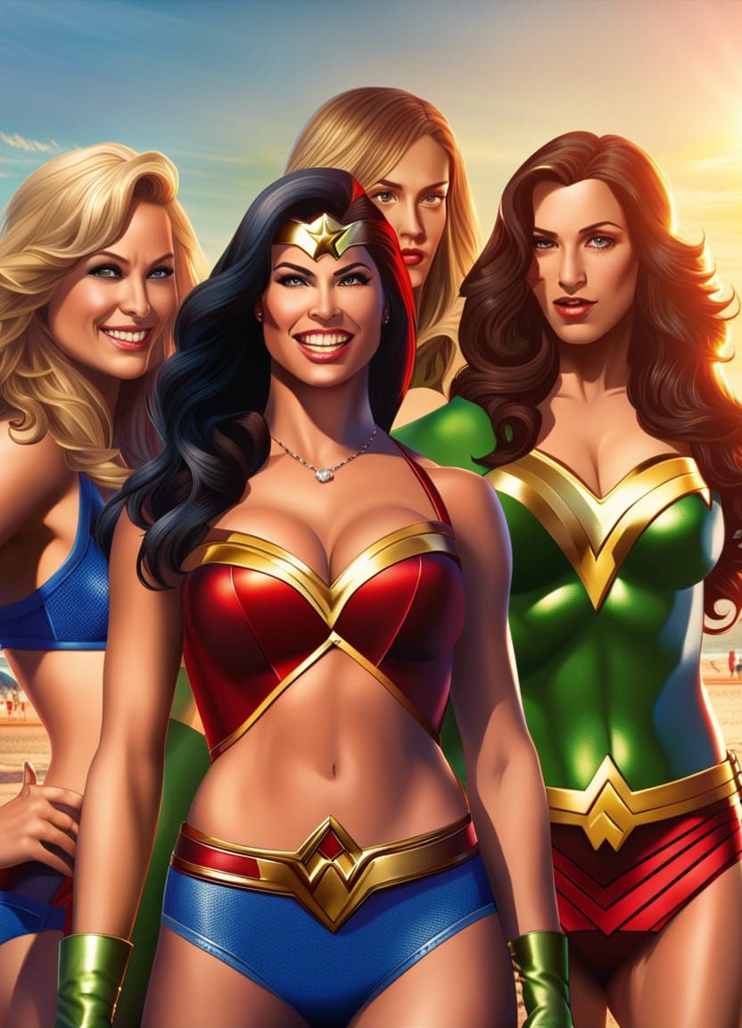 Superheroines at the Beach