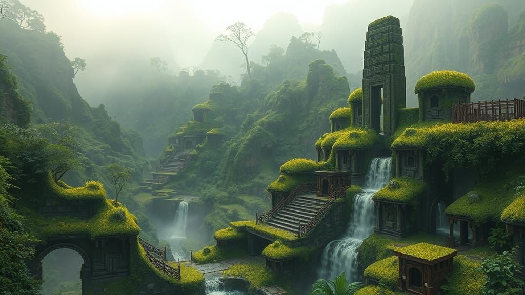 Emerald Valley Ruins with Glowing Vines