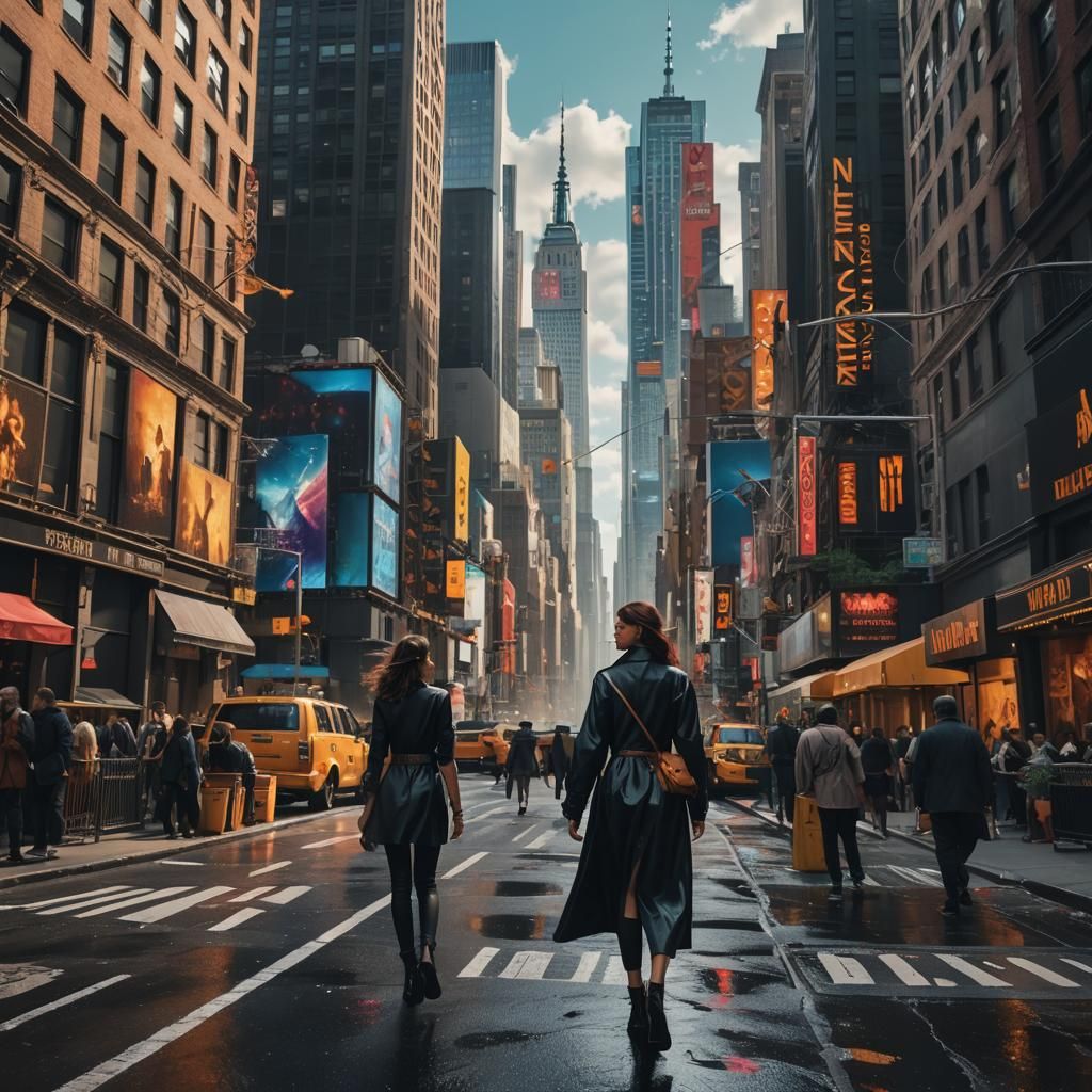 Detailed Painting of a Tall Woman in New York