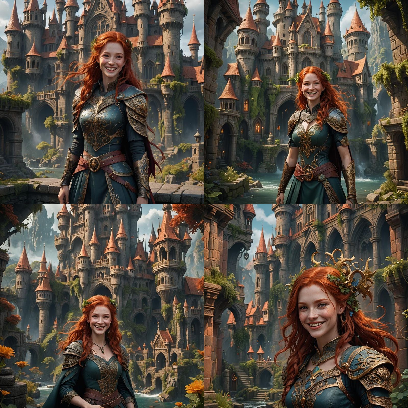 Smiling Redhead in Detailed Matte Painting