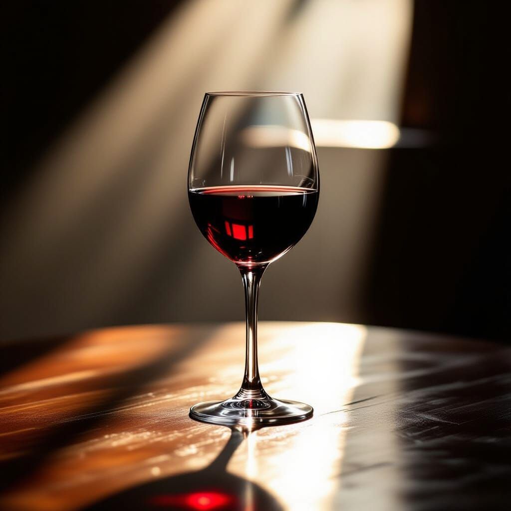 Moody Wine Glass in Dramatic Chiaroscuro Light