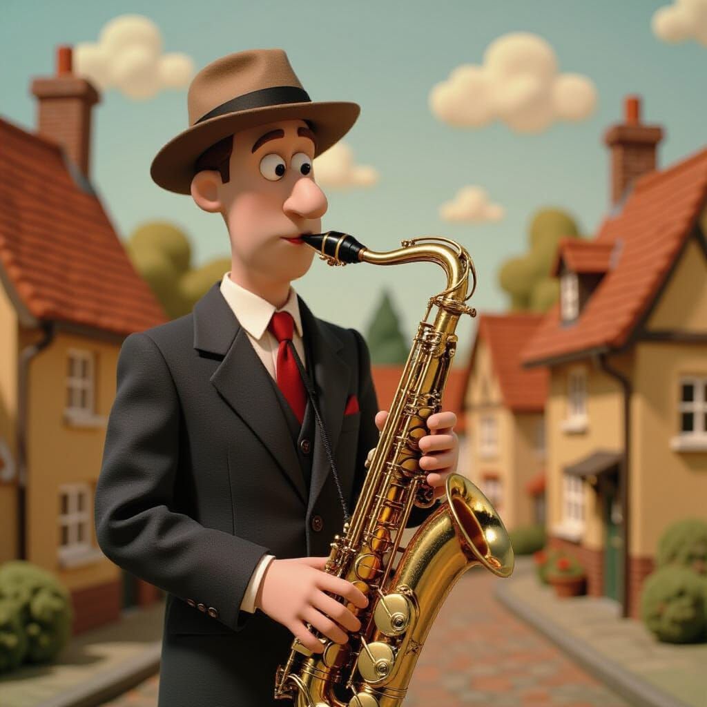 Claymation Saxophonist in Wallace and Gromit Style