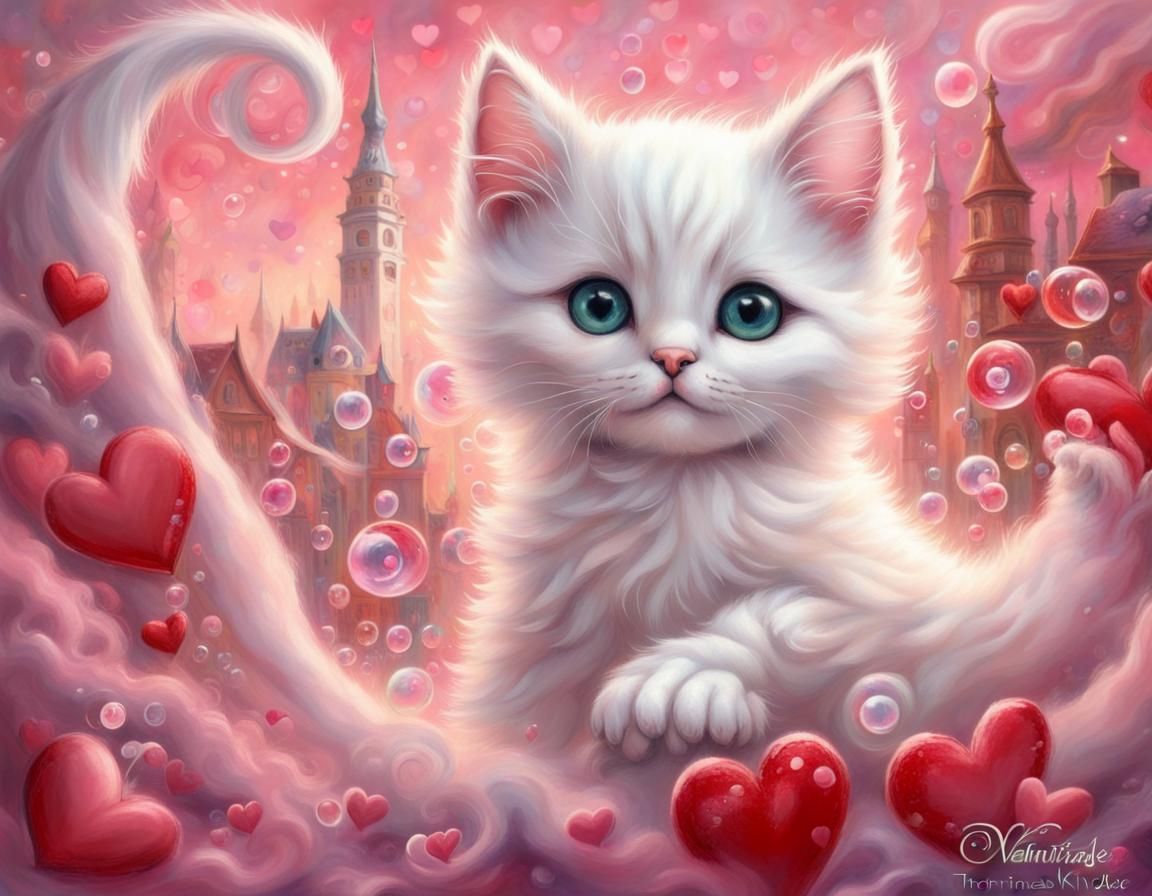 Valentine Kittens in Ethereal Fantasy Style