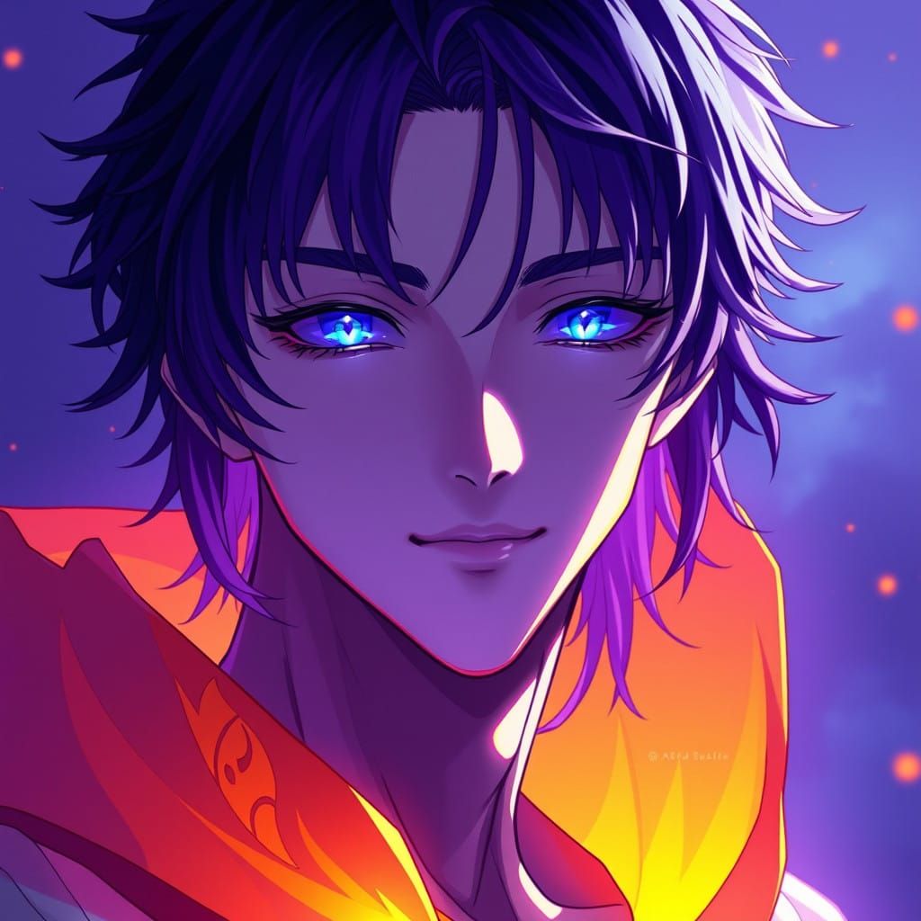 Ethereal Anime Protagonist with Ombre-Inspired Color Gradien...