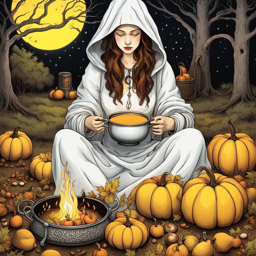 Samhain Blessings: Fantasy Forest Ritual at Night