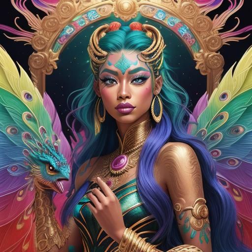 Candy Art Woman: Dragon Serpent with Gold Skin