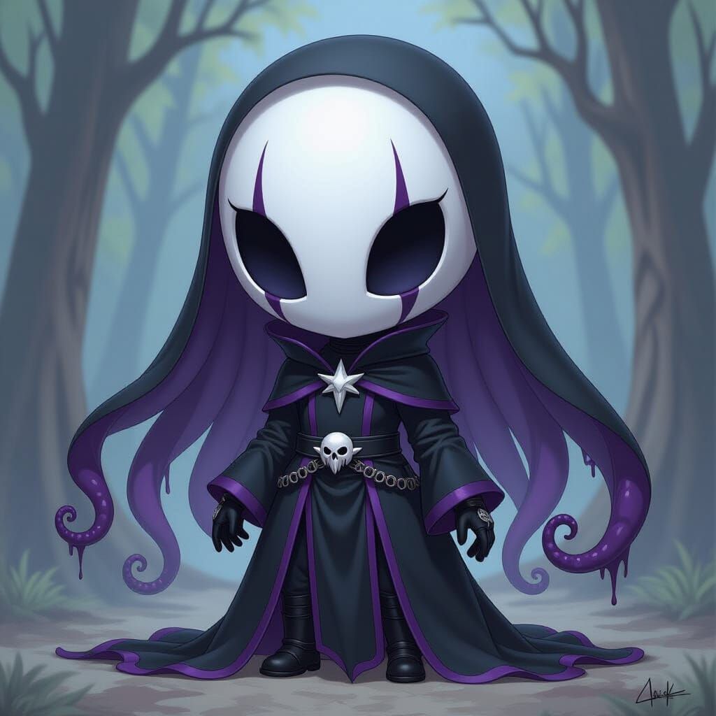 Chibi Slenderman Nurse in Celestial Armor with Symbiote