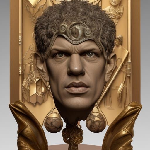 Ornate Aztec Sculpture in Watercolor Style